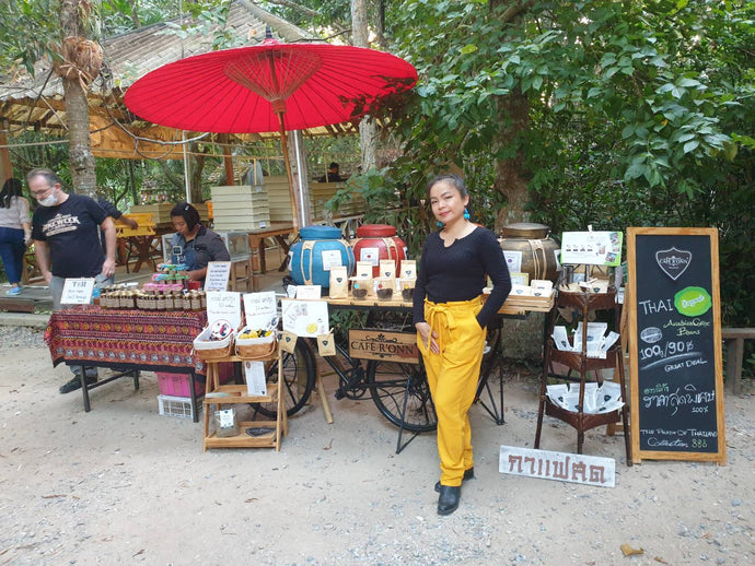 CAFE R'ONN® Organic Coffee products at NANA JUNGLE MARKET, Chiang Mai, Thailand