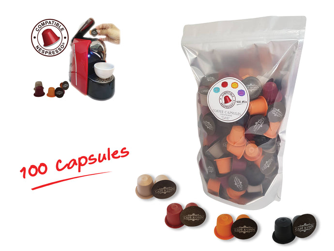 Coffee Capsules CAFE R'ONN, MIX 100 Pcs, Compatible with Nespresso®* Coffee Machines