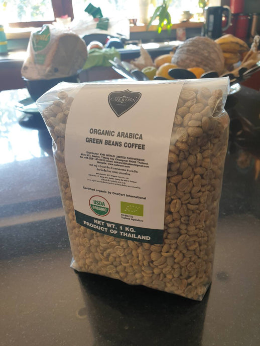 Organic 100% Arabica Green Coffee beans, Grade AA+A, Bag 1 kg (USDA/EU approval).