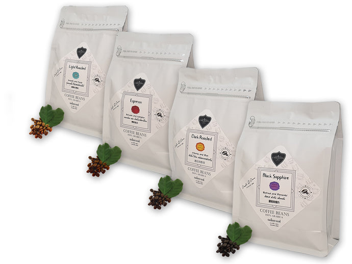 COFFEE BEANS Light/Espresso/Dark/Black Roasted, 250g x 4bags