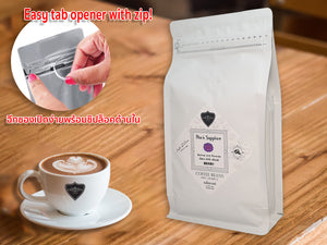 COFFEE BEANS CAFE R'ONN 100% Arabica BLACK Roasted, Zip-Lock Bag 500g, Origin North Thailand