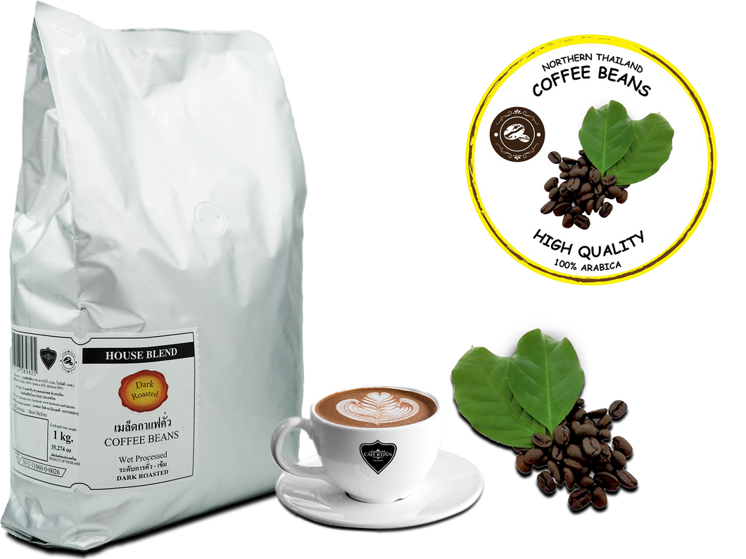 Coffee Beans, HOUSE BLEND, Dark Roasted CAFE R'ONN, 1 Kg.