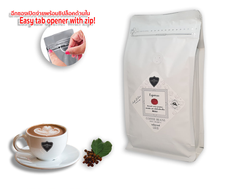 COFFEE BEANS CAFE R'ONN ESPRESSO Medium Roasted, Zip-Lock Bag 500g