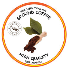 Load image into Gallery viewer, GROUND COFFEE CAFE R&#39;ONN 100% Arabica BLACK Roasted, Zip-Lock Bag 500g, Origin North Thailand
