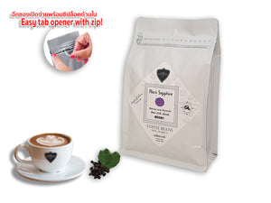 COFFEE BEANS CAFE R'ONN 100% Arabica BLACK Roasted, Zip-Lock Bag 250g, Origin North Thailand