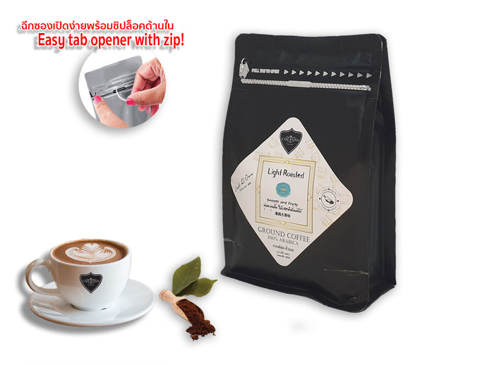 GROUND COFFEE CAFE R'ONN 100% Arabica LIGHT Roasted, Zip-Lock Bag 250g, Origin North Thailand